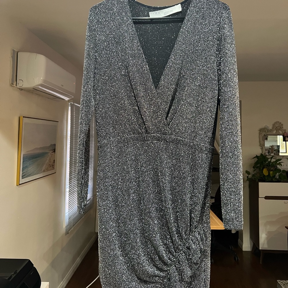 Noize Ruffled Wrap-effect Metallic Ribbed-knit Mini Dress - Picture 6 of 11